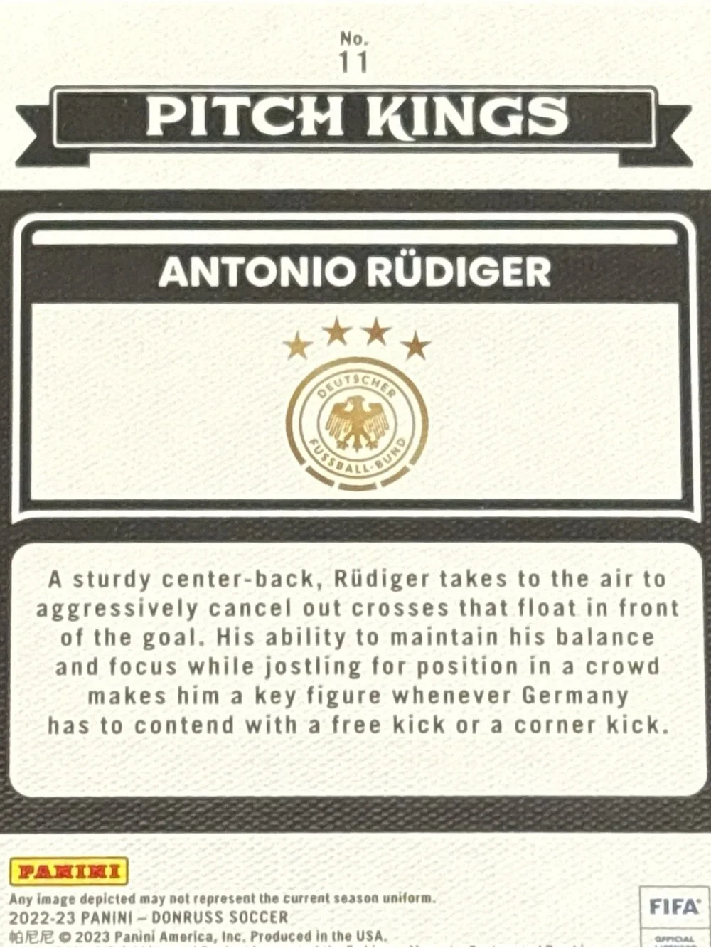Panini Donruss Pitch Kings Antonio Rudiger Soccer Card